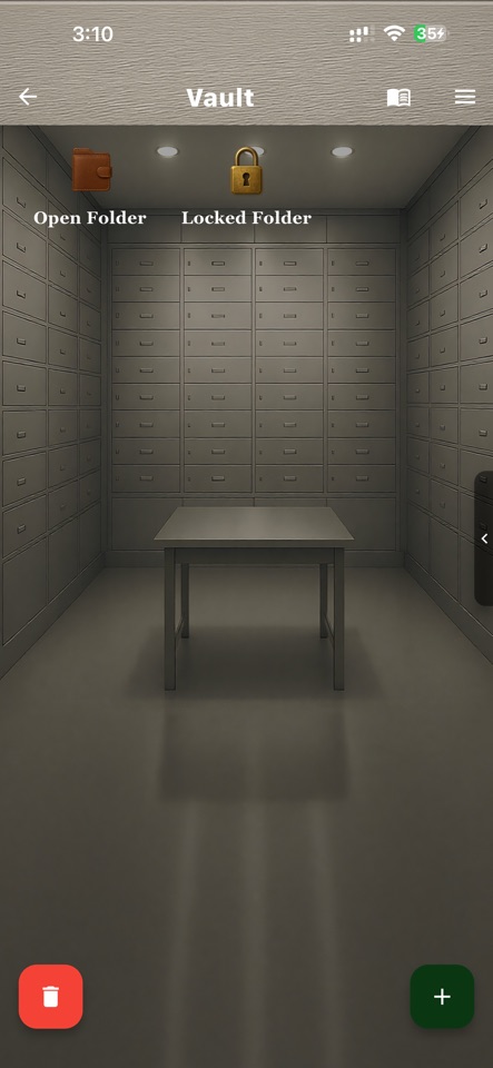 Cypher Stash main vault with separate open and locked folders